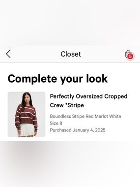 lululemon athletica Perfectly Oversized Cropped Crew - Red Merlot & White